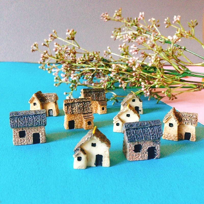 9 pcs Miniature House Trees Cottage Fairy Garden Gnome Moss Terrarium Home Decor Crafts Supplies For ornament crafts,miniature figurines,miniature ornament,miniature scenery material,miniature house kit,miniature tree ornament