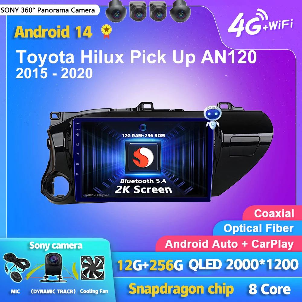 

Android 14 Carplay Auto 2K Screen Car Radio Multimedia Player For Toyota Hilux 2016 2017 2018 2din Autoradio Stereo Head Unit