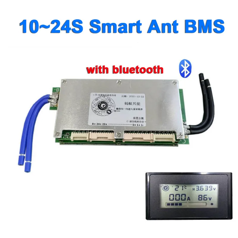 

10S to 24S Smart Ant BMS with Bluetooth New Version Lithium Battery Management System for LFP NCM LTO Protection Board with LCD