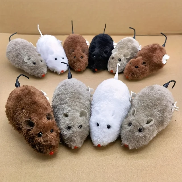 4PCS Fluffy Mechanical Mice Toys - Self-Moving Cat Toys, No Battery Needed, Interactive Pet Play Set 2