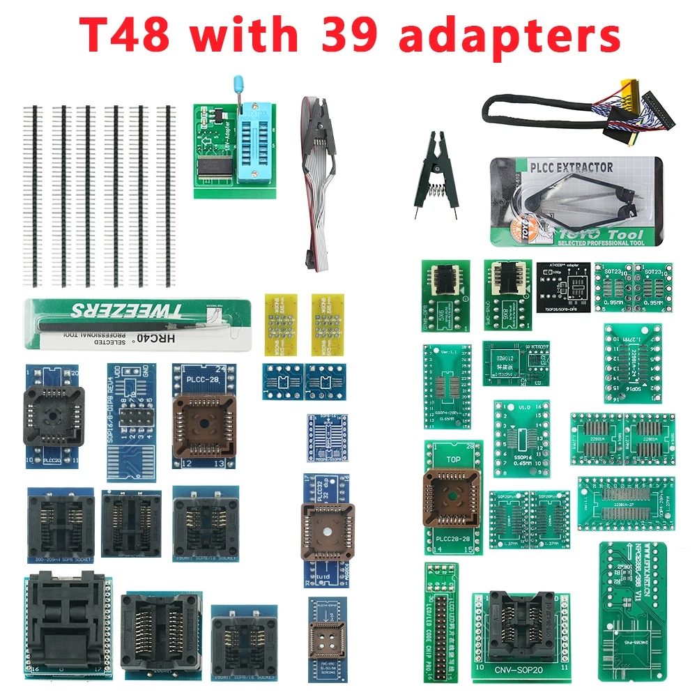 XGecu 오리지널 T48 (TL866-3G) 프로그래머 +39 어댑터 지원 32000 ICs SPI/Nor/NAND 플래시 BIOS MCU EEPROM AVR PIC용