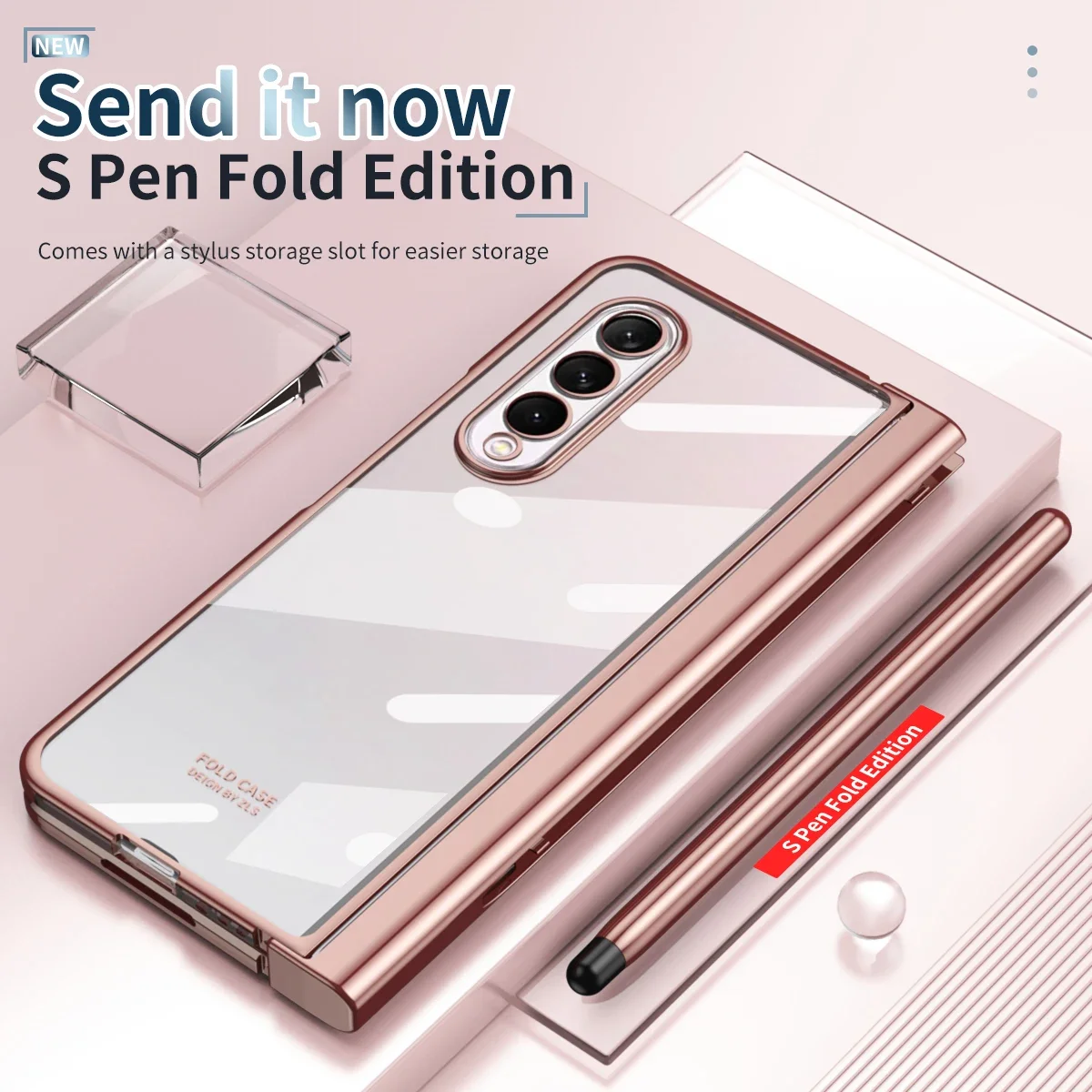 Plating Mechanical Case For Samsung Galaxy Z Fold 4 Full Body Protector Hinge Transparent Acrylic Cover Fold 3 2 5 With Pen