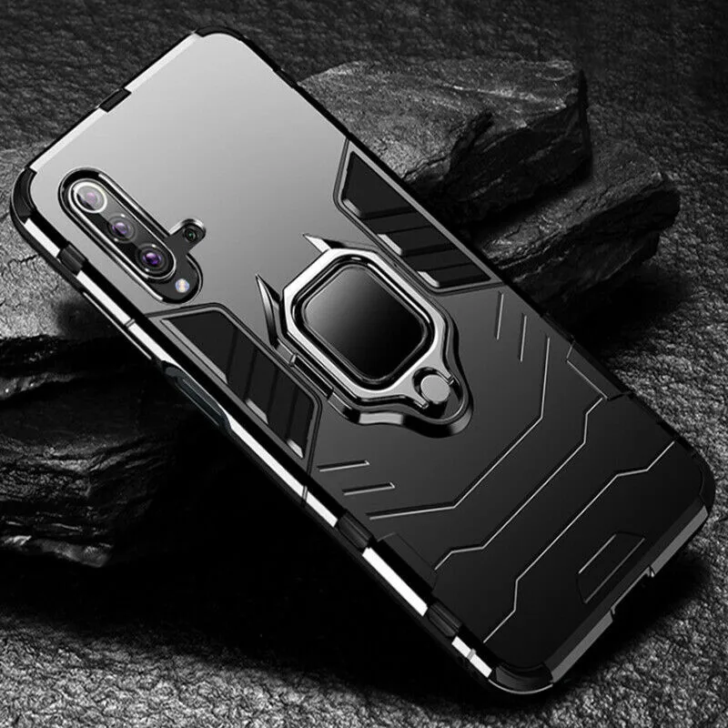 Luxury Armor Ring Case with Car Adsorption Magnetic Holder and Stand Coque Cover