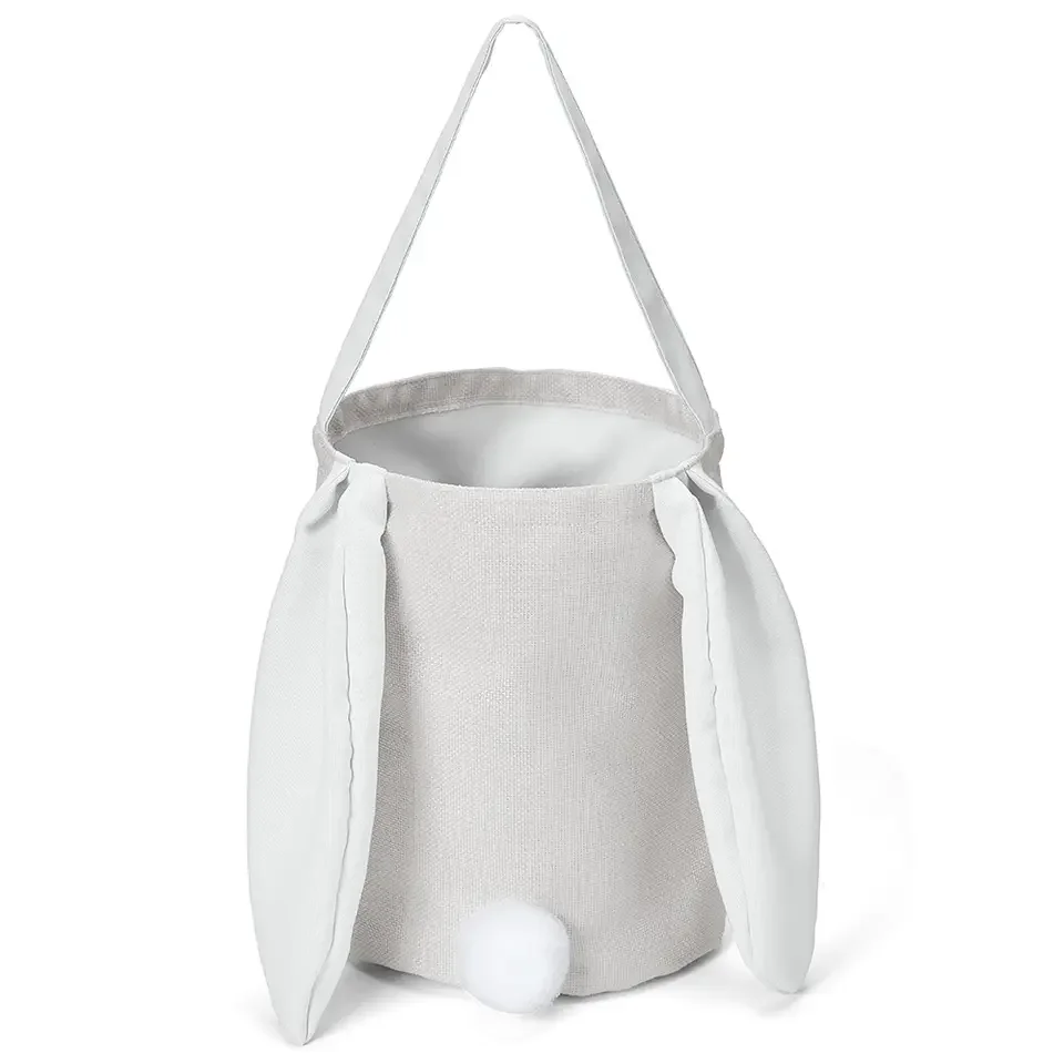 Sublimation Blanks Easter Bunny Basket Gift Bag Rabbit Long Ear Egg Candy Handbag Kids Children Party Gift Bag