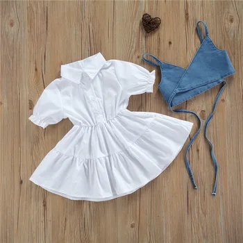 Girls Denim Vest Dress Set 1
