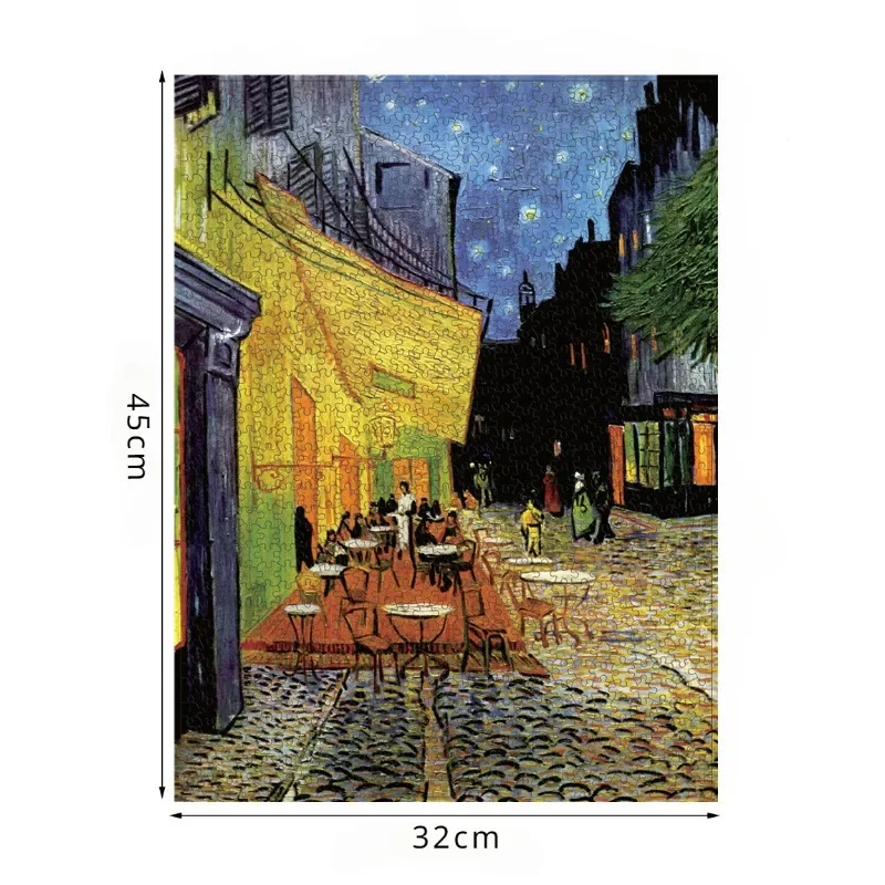 45*32cm Paper Jigsaw Puzzle 350 Pieces Cafe Terrace at Night Van Gogh Stress Relief Children Educational Entertainment Christmas 4