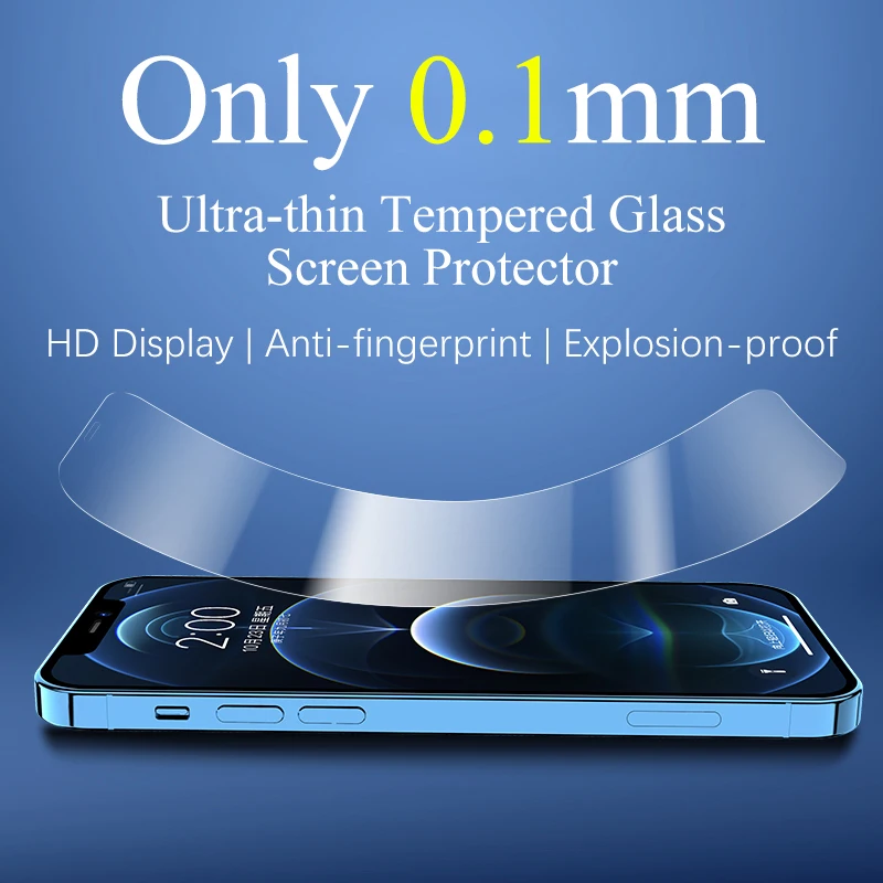 

0.1mm Protective 9H Tempered Glass For iPhone 13 12 Mini 11 Pro XS Max X XR SE 2022 2020 7 8 6 6s Plus Screen Protector Film 3D