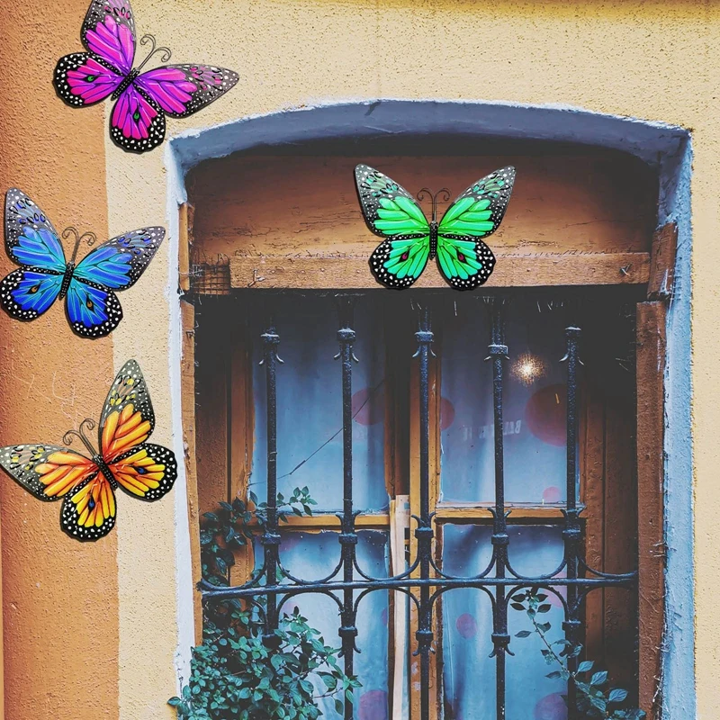 Butterfly Decoration Vintage 3D Metal Butterfly Wall Art Hanging Decor Wrought Iron Wall Hanging Sculpture Garden Home Party Decoration