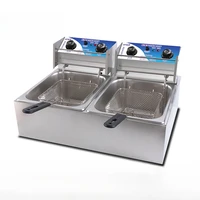 Commercial fryer. Large capacity. Double cylinder. Electric. For French fries. Snack equipment 1