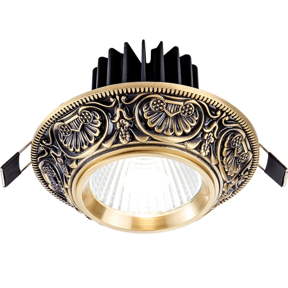 임베디드 구리 레트로 Led 통 구멍 7.5Cm 5W 12W 220V 거실 로프트 장식 집 Recessed 자리 램프 아트 천장 비품