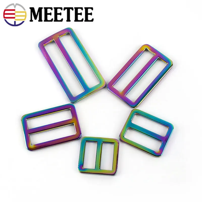 

5/10Pcs 16-50mm Rainbow Metal Tri-Glide Slider Buckle Belts Adjust Clasp Handbag Bag Strap Luggage Webbing Hardware Accessories