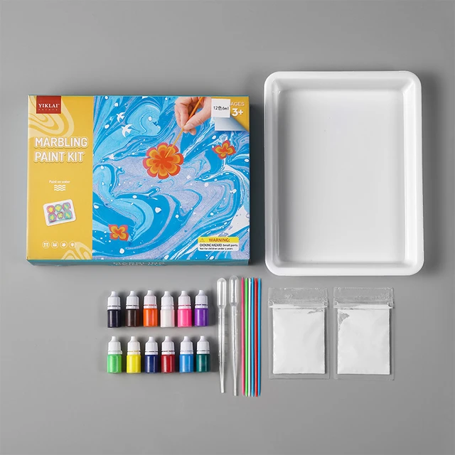 Kit de pintura artística a base de agua para niños, juego de pintura  marmoleada, Arte Creativo, herramientas de dibujo en agua, 6/12 colores,  18ml - AliExpress