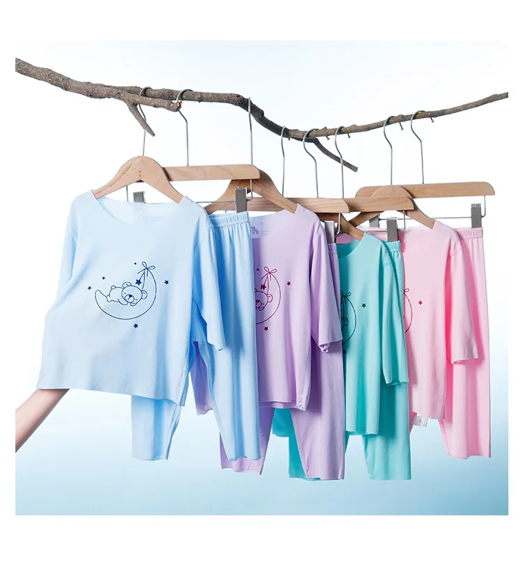 

Children Pajamas seamless Cool Summer Cotton Short Sleeves Clothing Set For Boys Girls Home Wear Children Sleeping Pyjamas