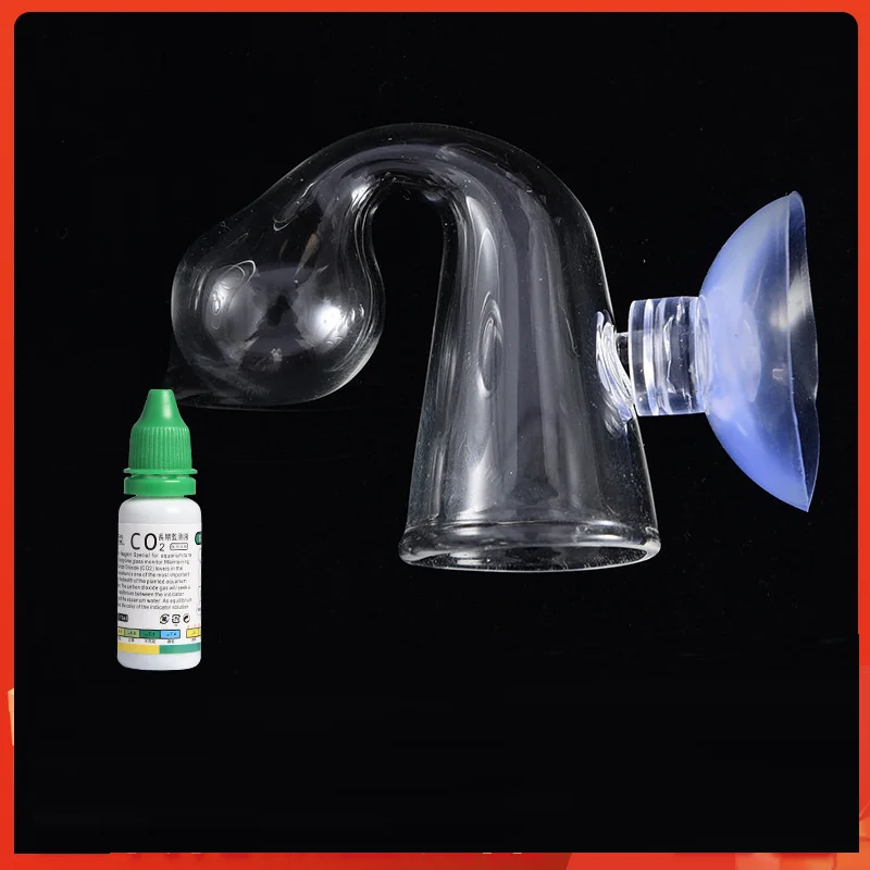 Fish Tank CO2 Concentration Drop Checker Glass Indicator with Liquid Monitor Aquarium Hang On Aquatic Plant Test PH Generator