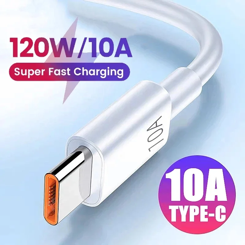 Кабель USB C, 10 А, 120 Вт, провод для быстрой зарядки для Huawei Mate 40, 50, Honor Poco, Xiaomi Mi, Samsung, Зарядные Кабели USB C, шнур для передачи данных