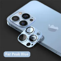 Premium Metal Camera Lens Protector Glass with Full Coverage Back Lens Cap - 15 Pro (Sierra Blue)