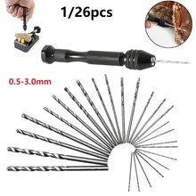 

0.5-3.0mm Black Hand Twist Drill Mini Tiny Micro HSS Drill Bits Keyless Chuck Handcraft DIY Tool