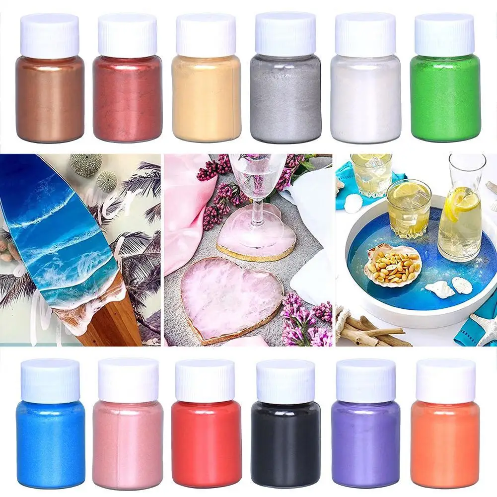 

12 Colors Epoxy Resin Dye Mica Powder Powdered Pigments Set Resin Mica Pearlescent Resin Pearl Natural Micas Colorants Resin