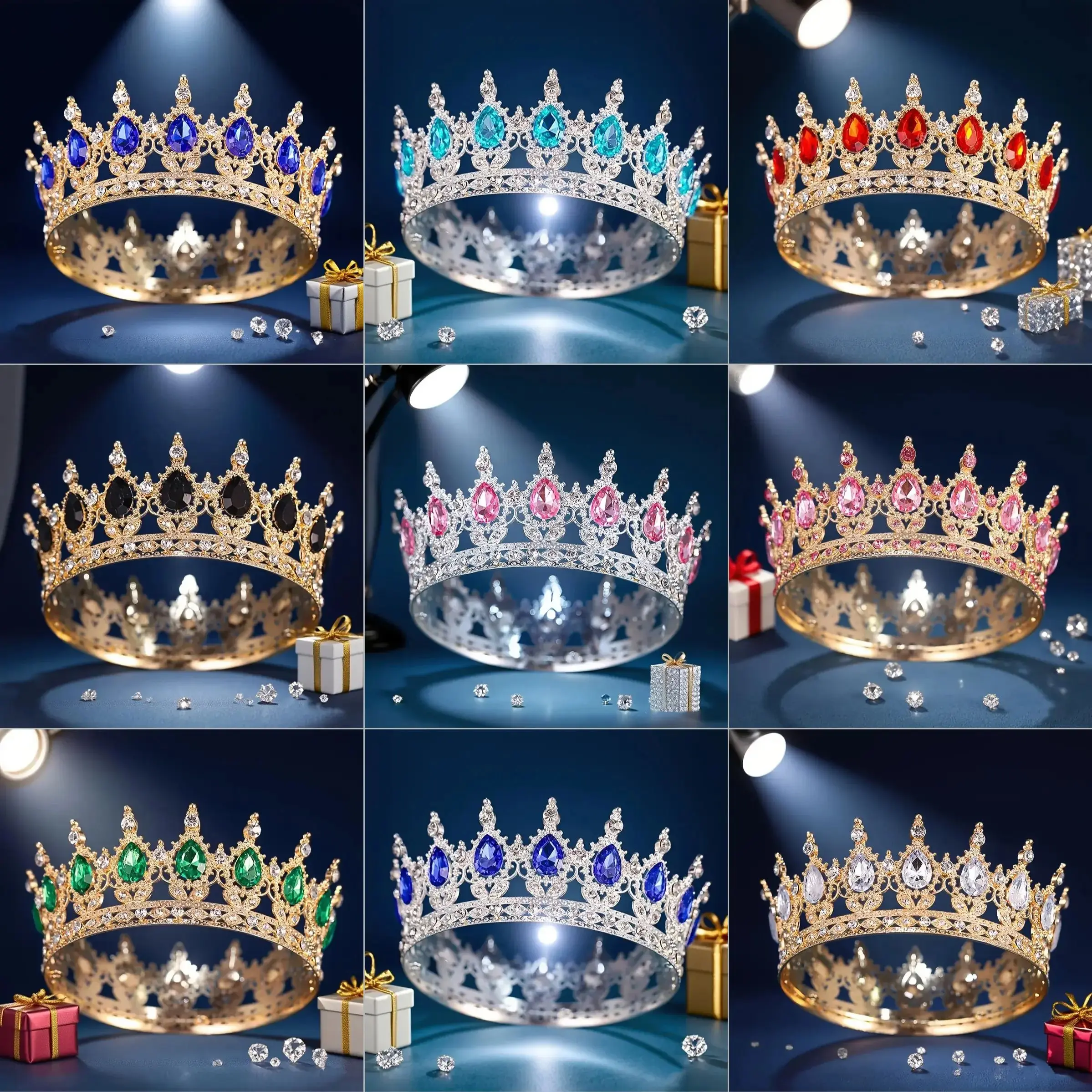 Baroque Rhinestone Crown Bridal Wedding Accessory Holiday Party Dress Headwear