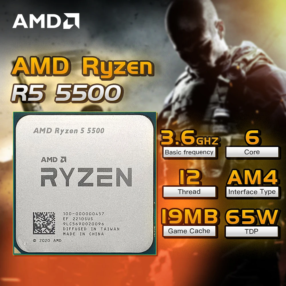 New AMD Ryzen 5 5500 Processor 3.6GHz 6-Core Twelve-Thread R5 5500 CPU ...