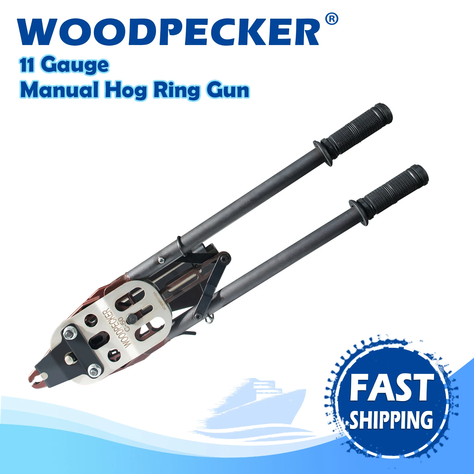 WOODPECKER C50 11 Gauge Heavy-Duty Manual Hog Ring Gun, Snap-Ring Plier with Auto-feed System, 45mm Crown for Wire Cages,Fencing for lightweight manual feed electric trimmers， trimmer line for stihl length 50m line square trimmer wire 2 7mm