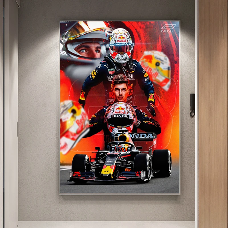 GMSM Cuadro sobre Lienzo 5 Piezas MAX Verstappen F1 Racing Ancho: 150cm Altura: 80cm Gráfica Decoracion de Pared 