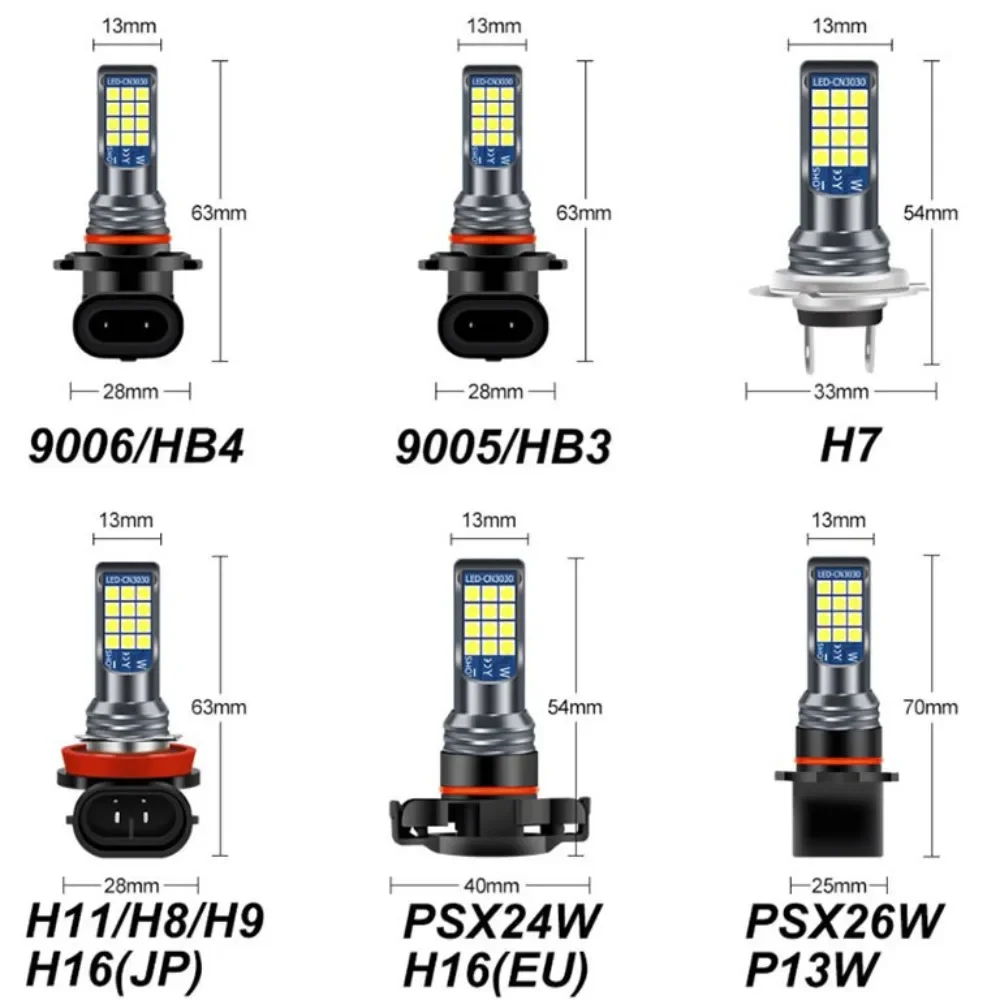 LED Car Lights LED Lights LED Bulbs LED Headlights LED Car Headlights Car Headlamps HID Headlight Bulbs Car LED Fog Light H11H7 9005 9006 with Flashing Emergency Warning Strobe Led Light 9005 9006 H3 880 881 12V 24Leds Auto Lights