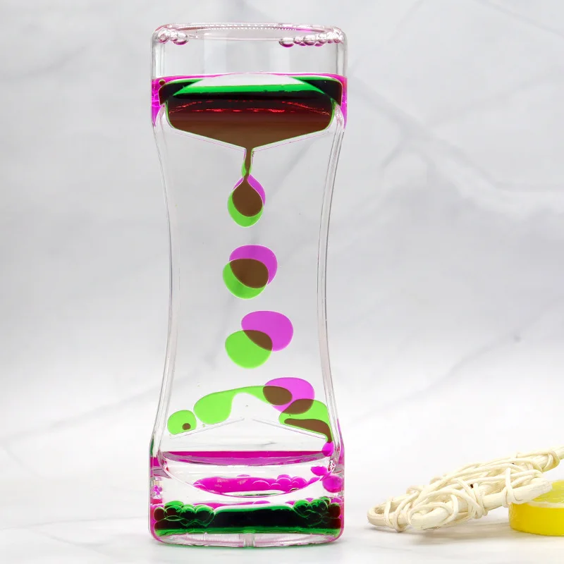 Sand Timer Liquid Hourglass Timer Colored Hourglass Liquid Motion Bubbler Timer Desktop Colorful Calming Relaxing Toys Sensory Anxiety Autism ADHD Fidget T