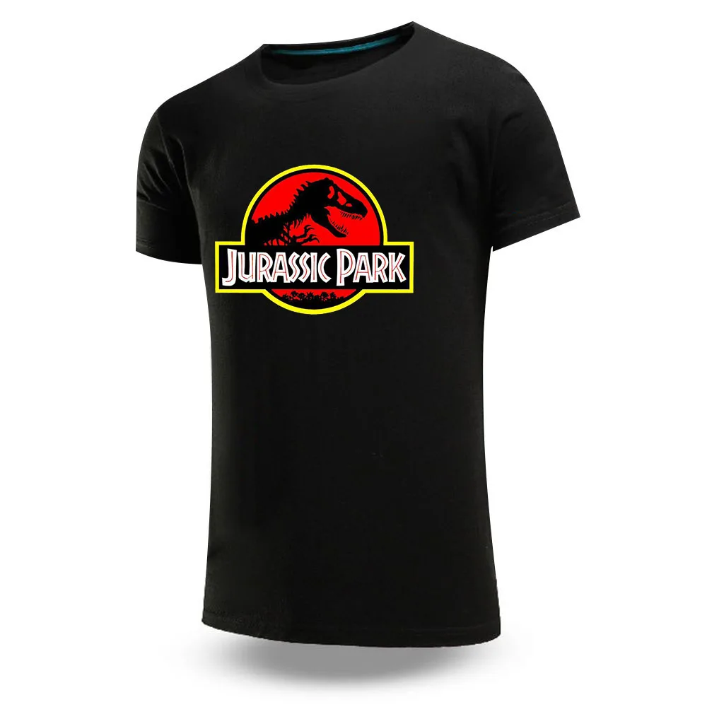 2023 Men New Summer Jurassic Park Printed T-Shirt Breathable Short Sleeve Round-Neck Casual Style Harajuku Sporting Fitness Top