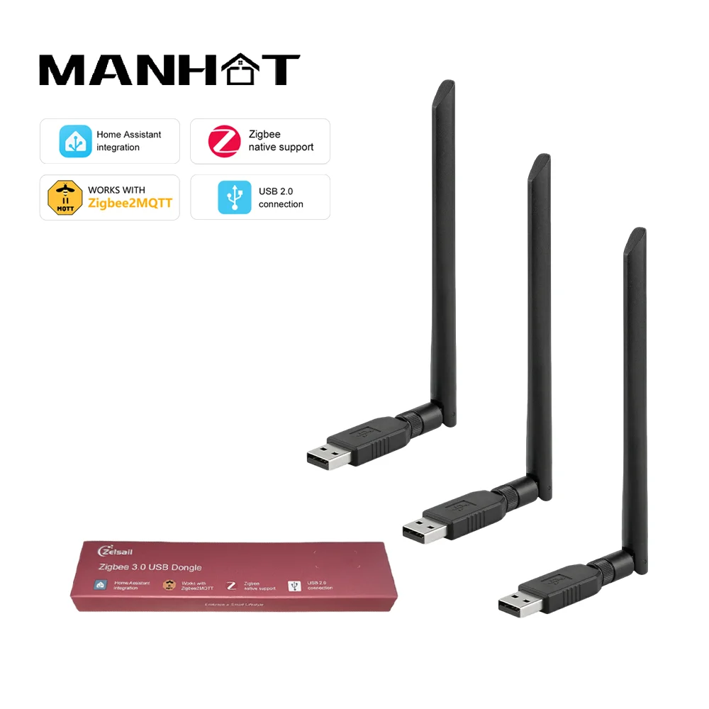 맨핫 지그비 3.0 동글 USB 게이트웨이 범용 지그비 무선 게이트웨이 허브 호환 지그비 시리즈 홈 어시스턴트 지그비2MQTT