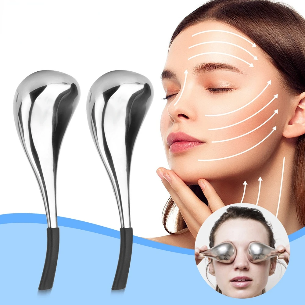 Ice Globes Spoon Massager Stainless Steel Facial Massage Stick Facial Massager for Face Eye Massager Spa Ball Skin Care Tools