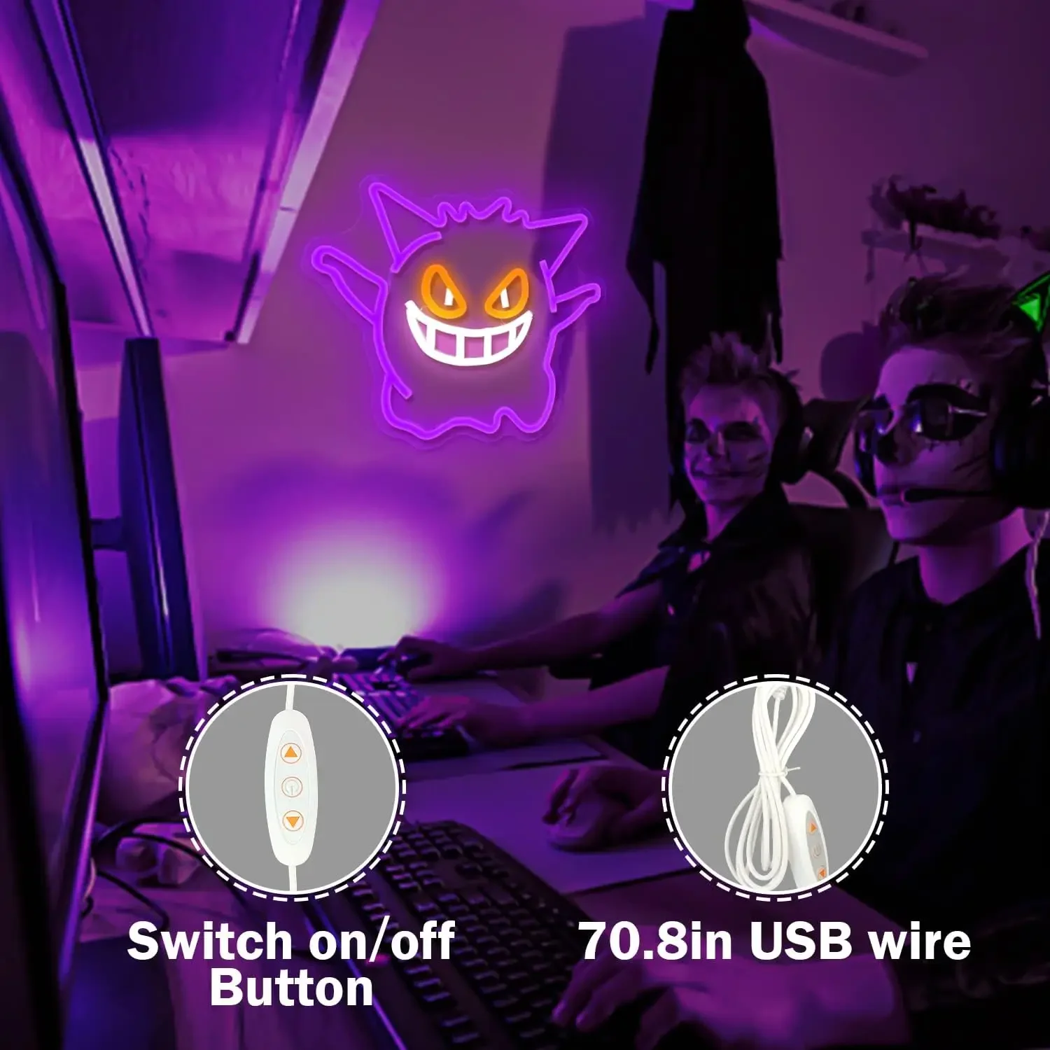 Anime Neon Sign Game Neon Signs for Wall Dimmable Light Signs Gaming Bedroom Party Wall Decor Light up Sign
