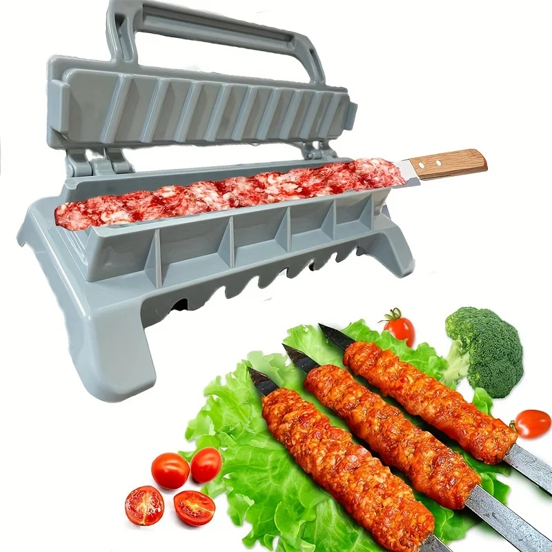 New Foldable Plastic Meat Skewer Mold Portable Outdoor BBQ Tool Creative Kebab Maker for Grill Accessories