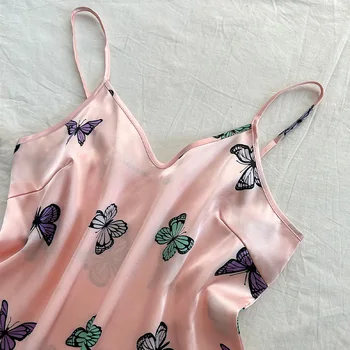 طقم ملابس نوم مطبوعة على شكل فراشة مكون من ثلاث قطع مع شورت بحمالات، ملابس منزلية، طقم ملابس نوم مريح وفضفاض لفصل الربيع 3