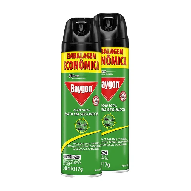 Lot de 2 aérosols Baygon, Insecticide à Action totale, 360ml