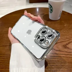 Elegant Rhinestone Jewelled Clear Case with Soft Silicon Cover - iPhone 15 (Silver)