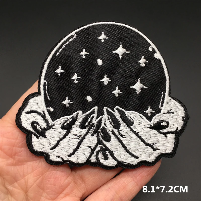 Buy Black and White Rock Embroidery Patches For Clothing Iron On Patches On  Clothes Punk Ghost Hand OK Zipper Patch Online - 360 Digitizing -  Embroidery Designs