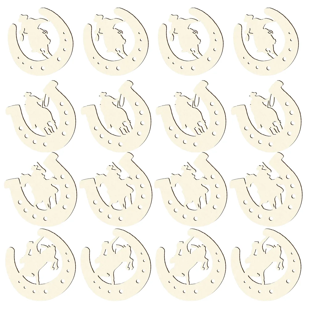 

24pcs DIY Graffiti Horseshoe Cutouts Unfinished Blank Horseshoe Shaped Wood Slices