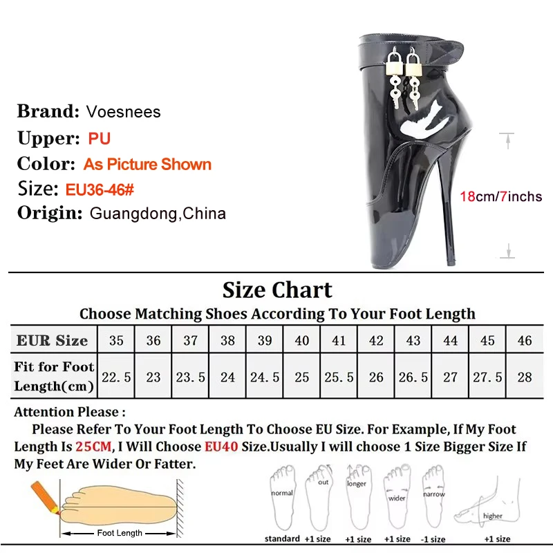18CM Super High Heel Ballet Short Boots Metal Lock Wrap Strap Sexy Lace-up Cosplay Women Ankle Boots 2025 New Club Fetish Shoes