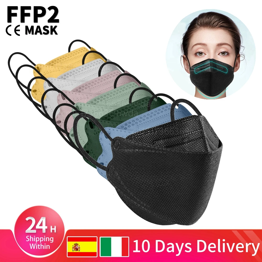 Маска для взрослых FPP2 Fish Mask KN95 Morandi FFP2mask 4 слойная маска лица FP2 черная FFP2 CE