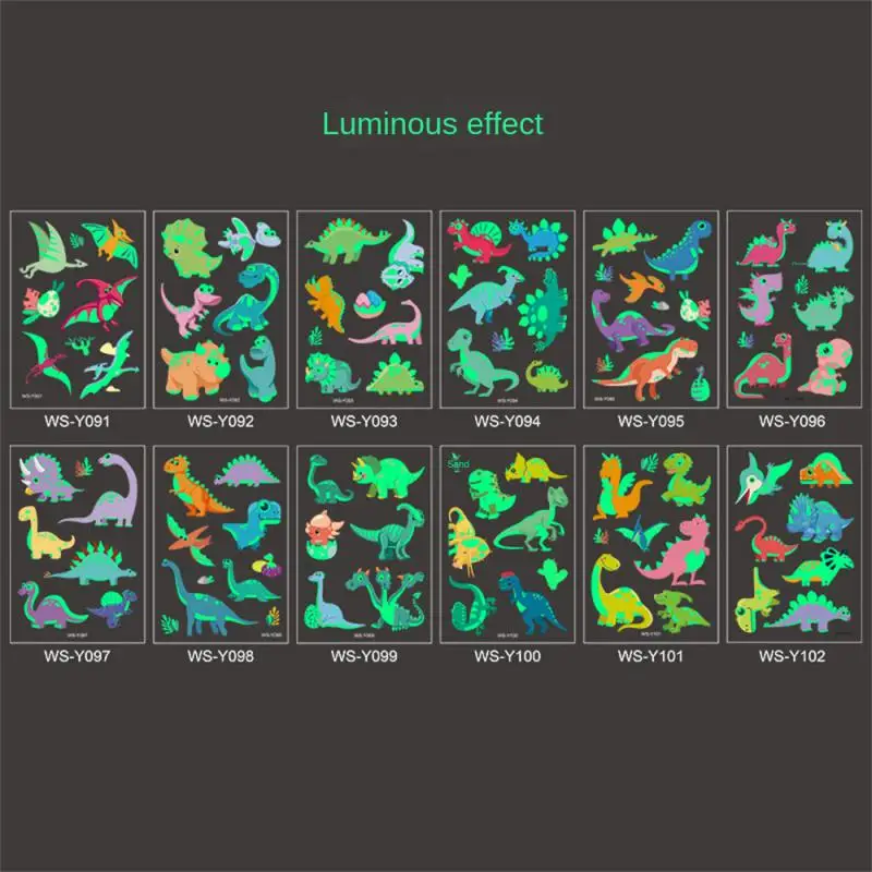 Disposable Tattoo Stickers Waterproof Luminous Dinosaur Sticker Lovely Transfer Printing Sticker Dinosaur Fans Tattoo