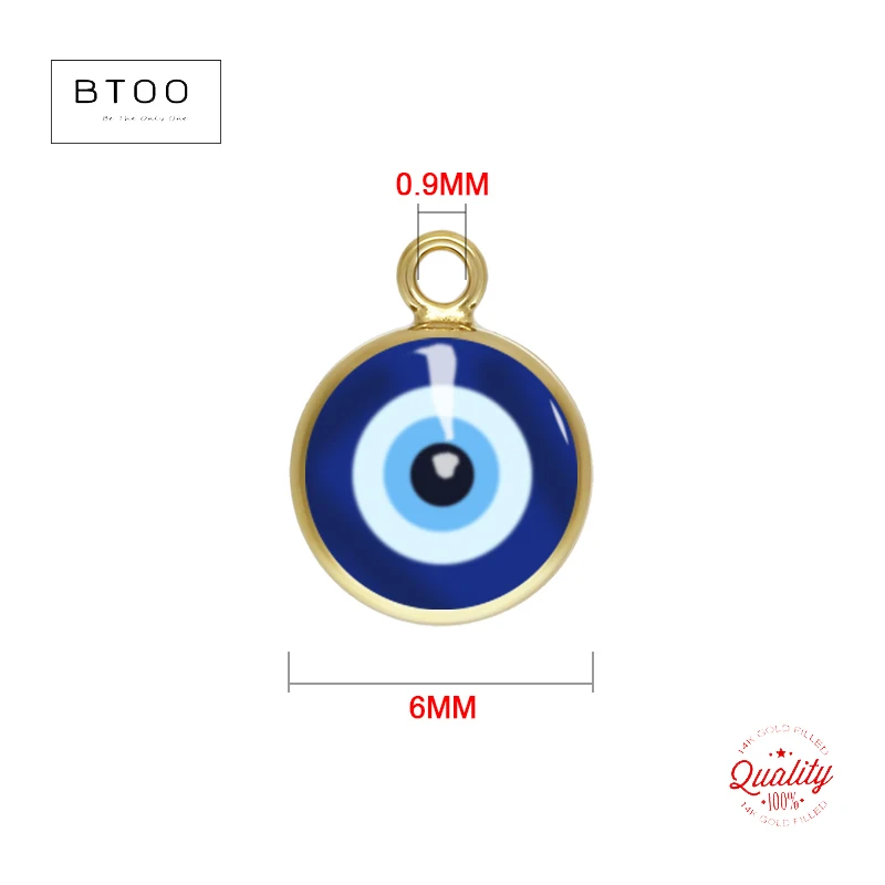 14K Gold Filled 6mm Blue Eye Charm Pendant / Connector /V Connector For Necklace DIY Jewelry Hypoallergenic Jewelry Accessory