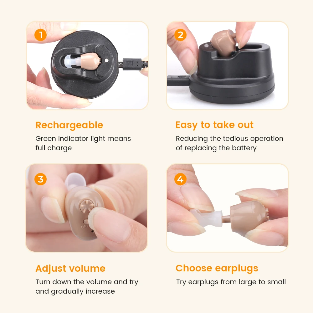 Hearing Aid Rechargeable Device for Elderly Deafness