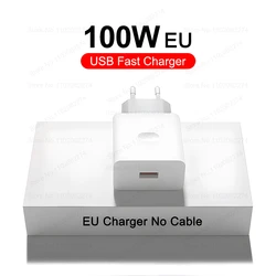 100W SuperVOOC Fast Charger with USB - C Cable and Dual Plug Options - EU Charger no Cable