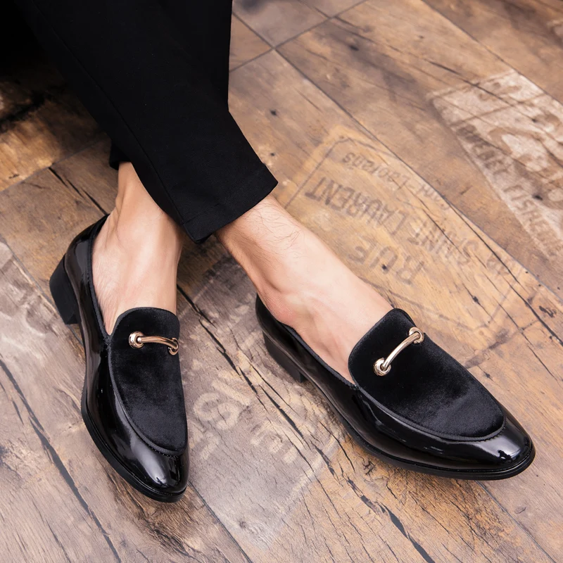New Men Dress Shoes Shadow Patent Leather Luxury Fashion Groom Wedding Shoes Men Luxury italian style Oxford Big Size 48
