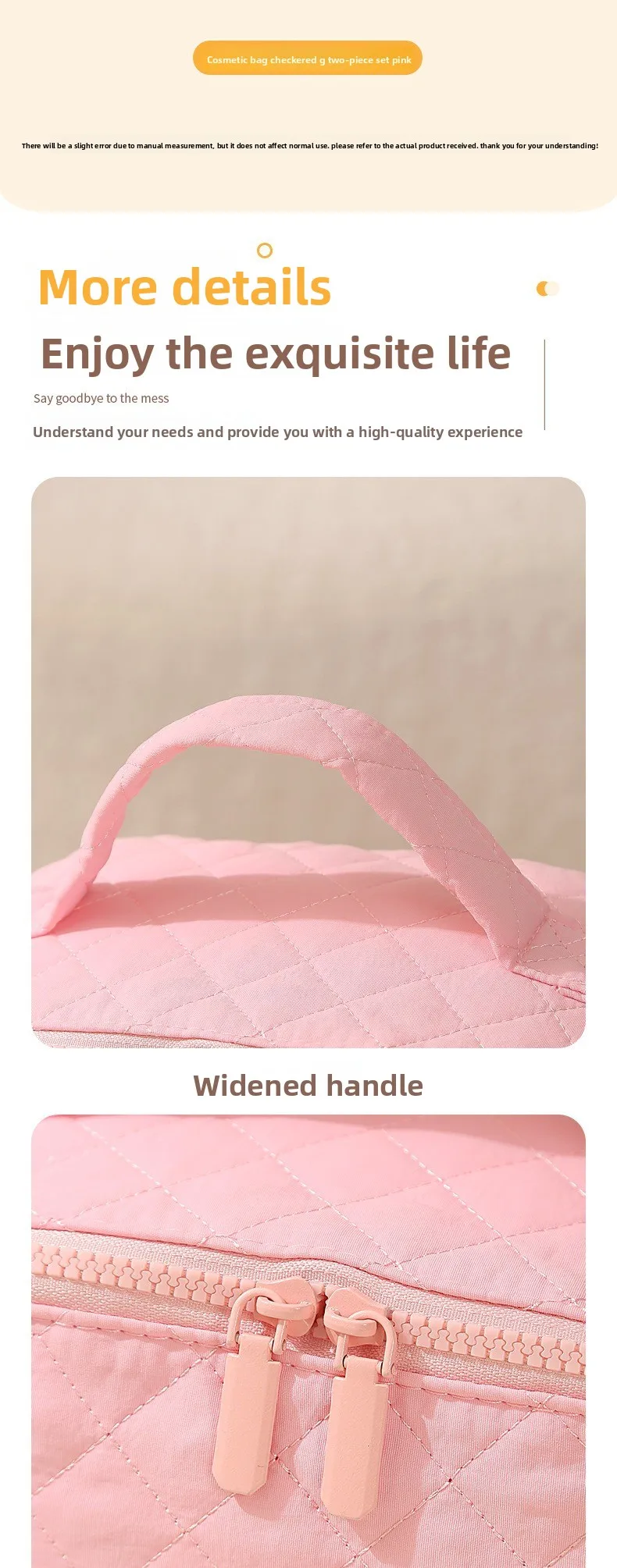 Luxuriöse Gesteppte Kosmetiktasche für Damen, Große Kapazität Make-up Organizer, Reise-Toilettentasche mit Griff – Detail 8