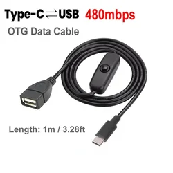 USB - C to USB 2.0 OTG Data Adapter Cable Extension Cord (Type C OTG Cable 1m)