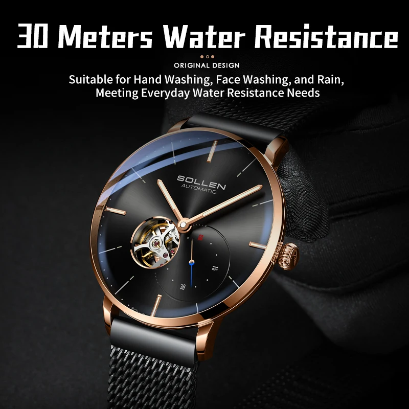 SOLLEN's new men's mechanical watch is multifunctional, fashionable, luxurious, fashionable, and simple. It is a men's watch