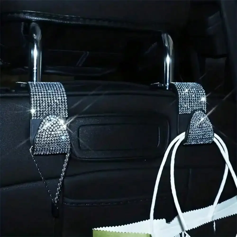 Multifunction Car Seat Back Hook Rhinestone Headrest Storage Holder Hanging Bag Organizer Portable Auto Interior Accessories