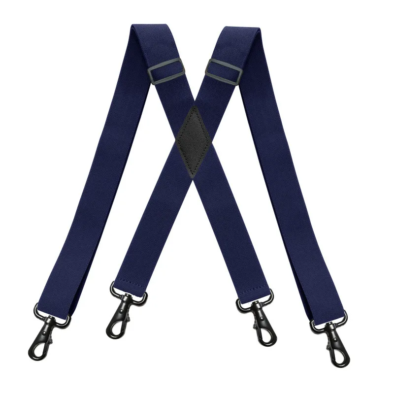 Heavy Duty Big Tall Suspenders 4 Snap Hooks 3.5*120cm for Men Work Adjustable Elastic Trouser Brace Strap Belt